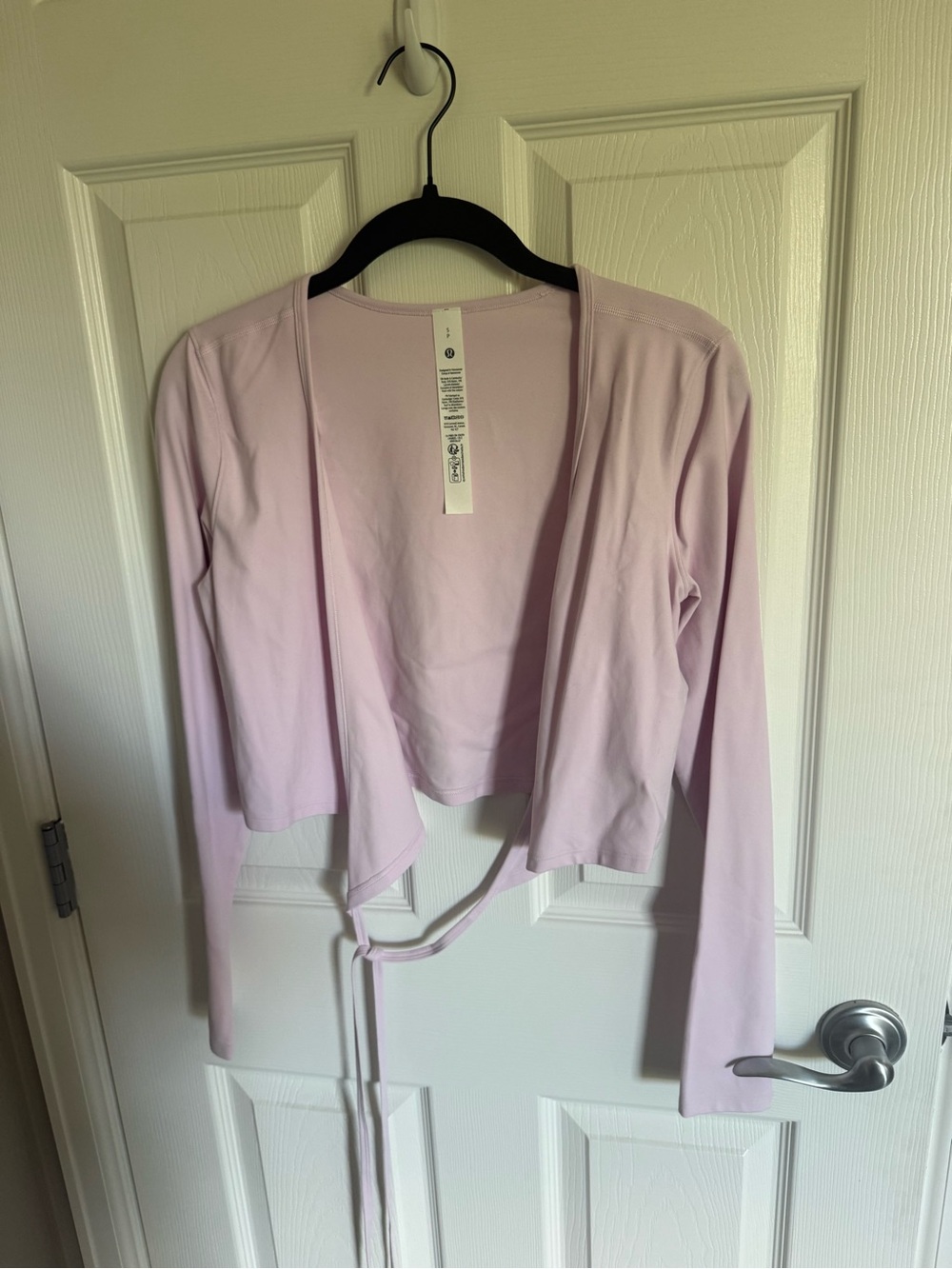 Lululemon Light Pink Women's Tie-Front Cropped Wrap Cardigan Sweater